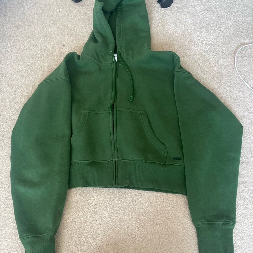 Emerald Green Boxy Boyfriend Fit Hoodie Zip Up | Cropped style